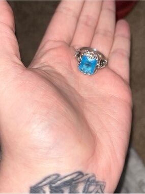 Blue Crystal Statement Ring - Elegant Women's Jewelry